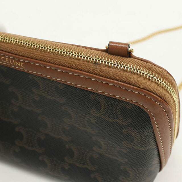 中古 セリーヌ 斜め掛け ショルダーバッグ レディース ブランド CELINE トリオンフキャンバス チェーンクラッチ 10E382CBX.04LU ブラウン USDCE99709011