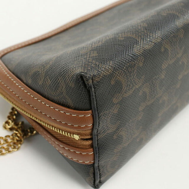 中古 セリーヌ 斜め掛け ショルダーバッグ レディース ブランド CELINE トリオンフキャンバス チェーンクラッチ 10E382CBX.04LU ブラウン USDCE99709011