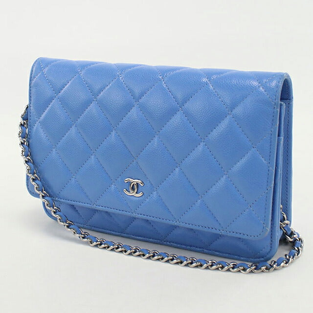 中古 シャネル チェーンウォレット レディース ブランド CHANEL マトラッセ チェーンウォレット ブルー 財布 USDCH100090011