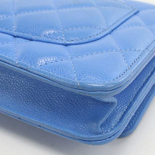 中古 シャネル チェーンウォレット レディース ブランド CHANEL マトラッセ チェーンウォレット ブルー 財布 USDCH100090011