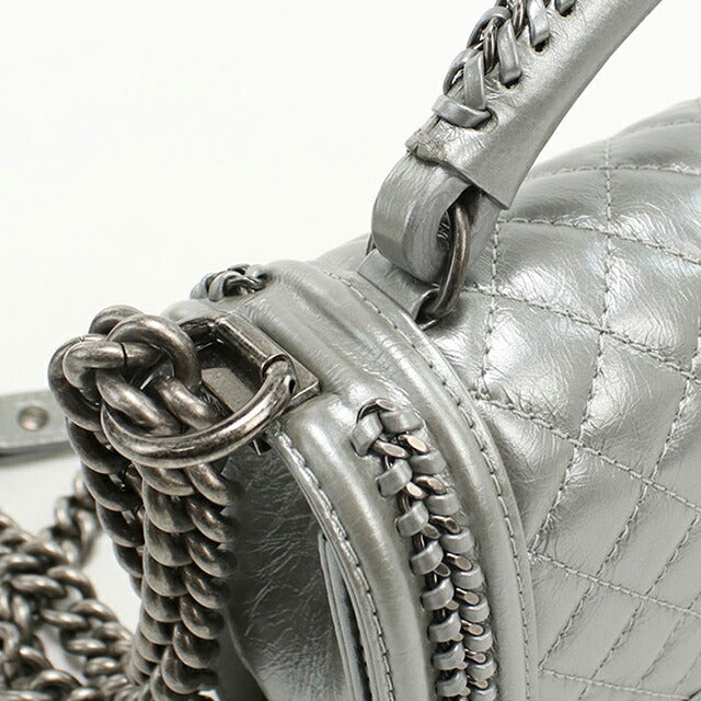 中古 シャネル ハンドバッグ レディース ブランド CHANEL ボーイシャネル 2WAYハンドバッグ レザー シルバー バッグ USDCH100375011