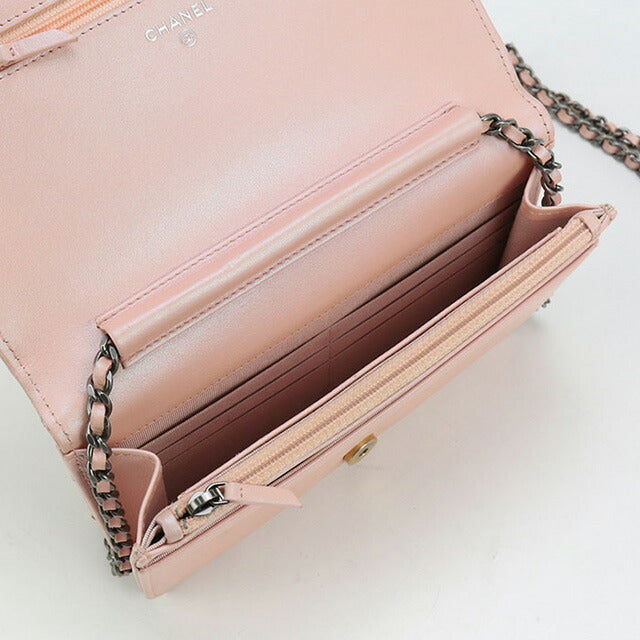 二手香奈儿链条钱包女士品牌 CHANEL 马特拉斯皮革粉色钱包 USDCH100471011