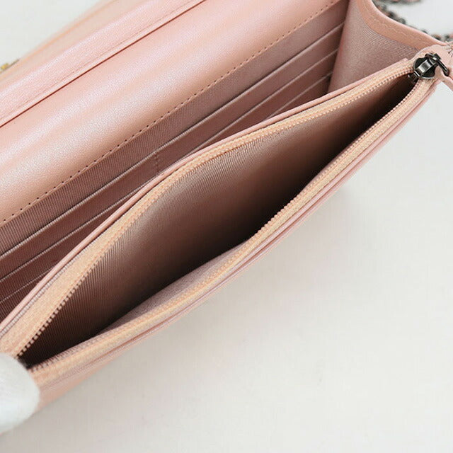 二手香奈儿链条钱包女士品牌 CHANEL 马特拉斯皮革粉色钱包 USDCH100471011