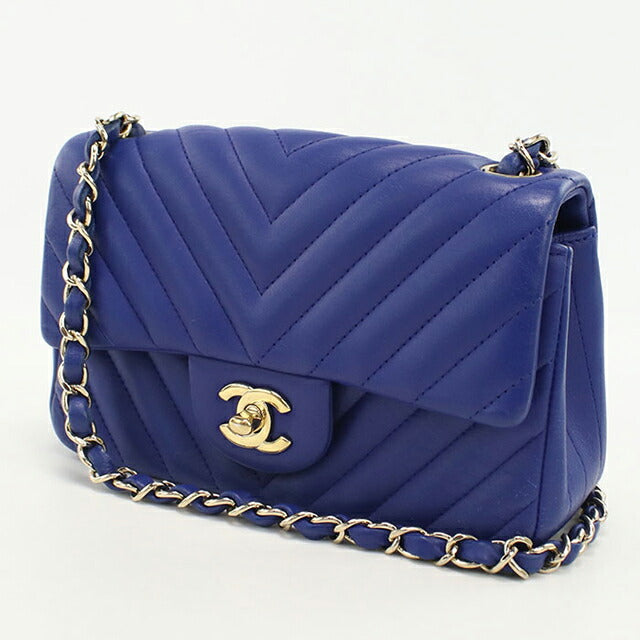 Used CHANEL shoulder bag ladies brand CHANEL chevron chain blue bag USDCH100556011