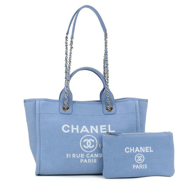 Used CHANEL tote bag ladies brand CHANEL Deauville 2WAY AS3257 blue bag USDCH100587011