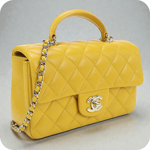 二手 CHANEL 手提包 女士品牌 CHANEL Matelasse 2WAY 黄色包 USDCH100758011