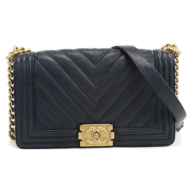 中古 シャネル ショルダーバッグ レディース ブランド CHANEL ボーイシャネル チェーンショルダーバッグ A67086 ネイビー バッグ USDCH101206011