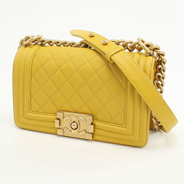中古 シャネル ショルダーバッグ レディース ブランド CHANEL ボーイシャネル チェーンショルダーバッグ A67085 イエロー バッグ USDCH101211011