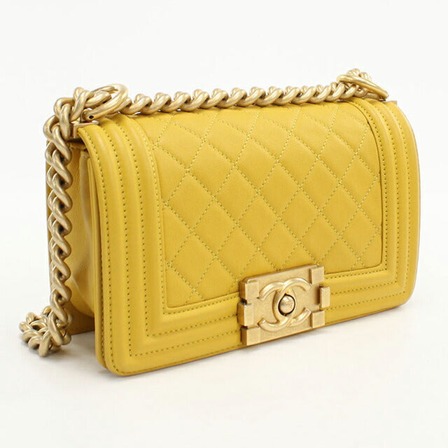 中古 シャネル ショルダーバッグ レディース ブランド CHANEL ボーイシャネル チェーンショルダーバッグ A67085 イエロー バッグ USDCH101211011
