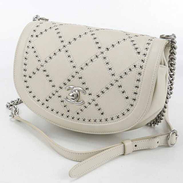 中古 シャネル 斜め掛け ショルダーバッグ レディース ブランド CHANEL チェーン レザー ホワイト バッグ USDCH101305011