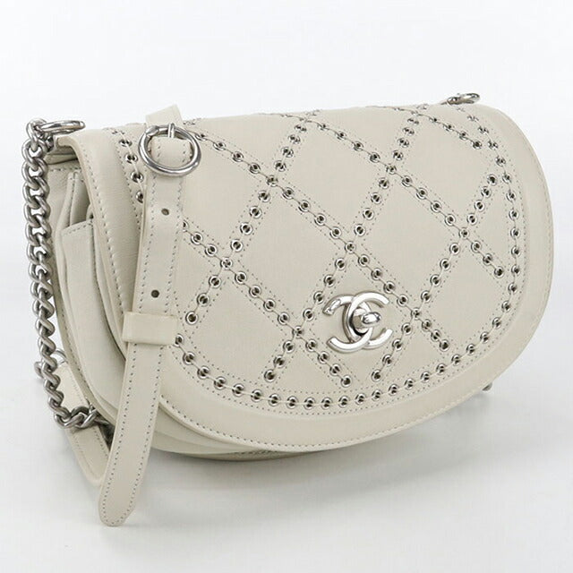 中古 シャネル 斜め掛け ショルダーバッグ レディース ブランド CHANEL チェーン レザー ホワイト バッグ USDCH101305011