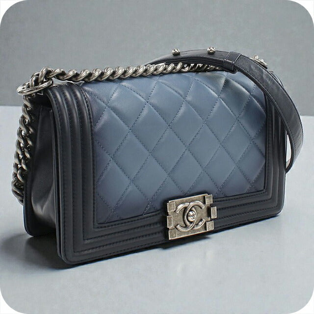 中古 シャネル ショルダーバッグ レディース ブランド CHANEL ボーイシャネル チェーンショルダーバッグ A67086 ネイビー バッグ USDCH101318011