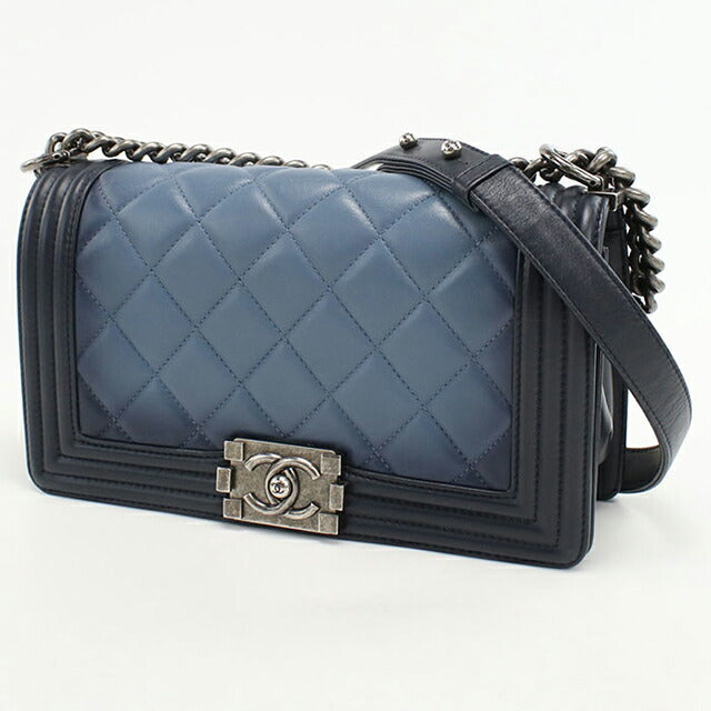 中古 シャネル ショルダーバッグ レディース ブランド CHANEL ボーイシャネル チェーンショルダーバッグ A67086 ネイビー バッグ USDCH101318011