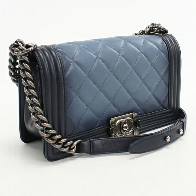 中古 シャネル ショルダーバッグ レディース ブランド CHANEL ボーイシャネル チェーンショルダーバッグ A67086 ネイビー バッグ USDCH101318011