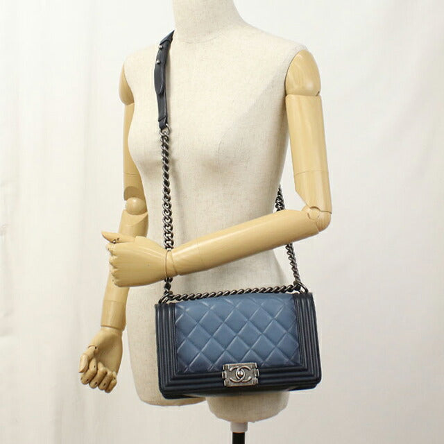中古 シャネル ショルダーバッグ レディース ブランド CHANEL ボーイシャネル チェーンショルダーバッグ A67086 ネイビー バッグ USDCH101318011
