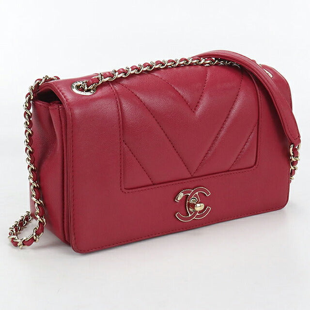 中古 シャネル 斜め掛け ショルダーバッグ レディース ブランド CHANEL シェブロン チェーン 2WAY レザー ピンク バッグ USDCH101583011