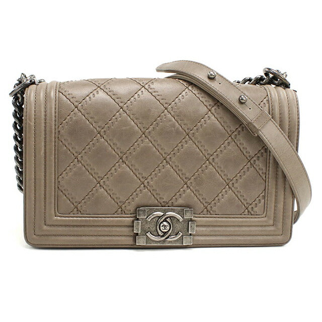 中古 シャネル ショルダーバッグ レディース ブランド CHANEL ボーイシャネル チェーンショルダーバッグ レザー A67086 ベージュ バッグ USDCH103400011