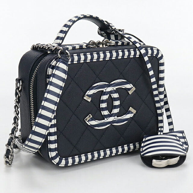 中古 シャネル ショルダーバッグ レディース ブランド CHANEL CCフィリグリー 2WAYバニティバッグ A93342 ネイビー バッグ USDCH103495011