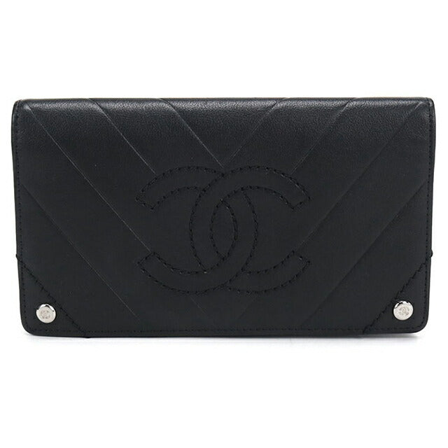 Used CHANEL long wallet bi-fold ladies brand CHANEL leather black USDCH108308011