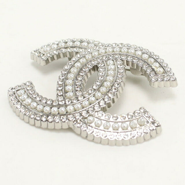 Used CHANEL Brooch Ladies Brand CHANEL Coco Mark Silver Accessories USDCH109930011