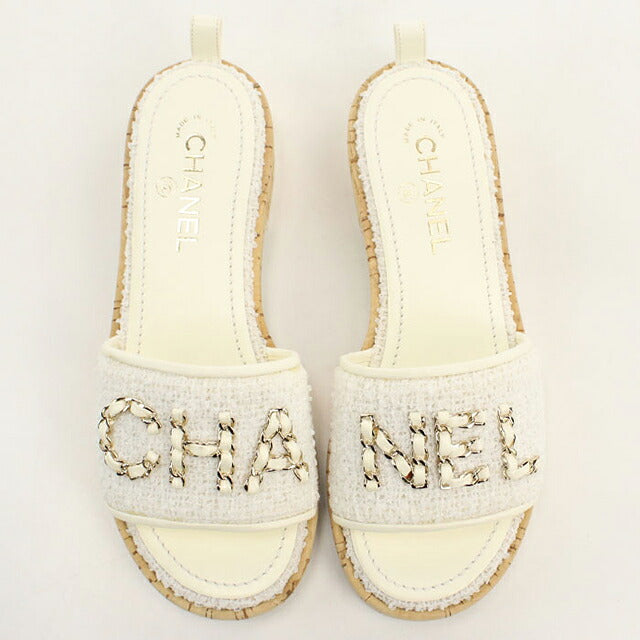 中古 シャネル サンダル レディース ブランド CHANEL G34826 ホワイト シューズ USDCH114945011