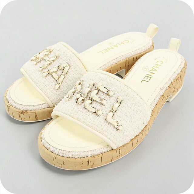 中古 シャネル サンダル レディース ブランド CHANEL G34826 ホワイト シューズ USDCH114945011