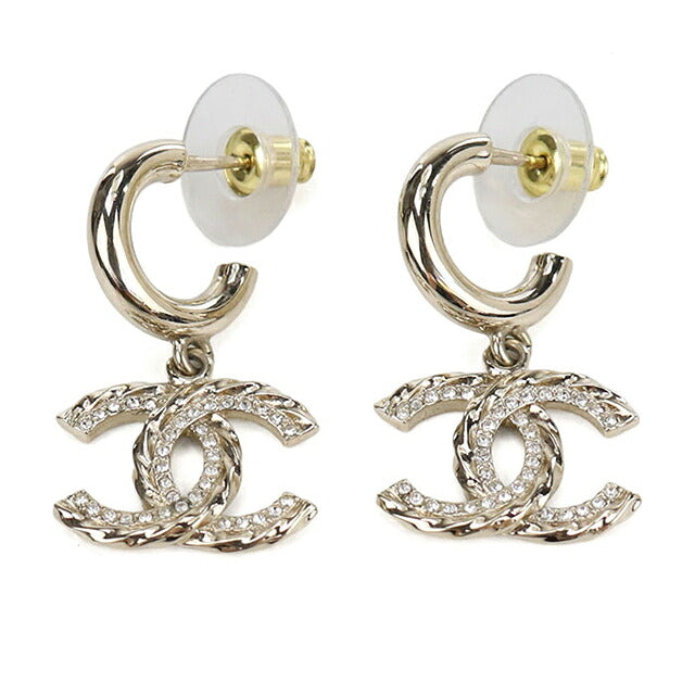 CHANEL シャネル ココマーク ピアス ゴールド ラインストーン 25A 中古 シャネル ピアス レディース ブランド CHANEL ココマーク ライン