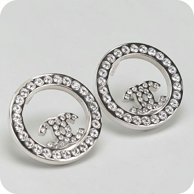 二手 CHANEL 耳环 女士品牌 CHANEL Coco Mark 水钻银色配饰 USDCH121444011