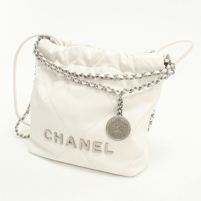 中古 シャネル 斜め掛け ショルダーバッグ レディース ブランド CHANEL シャネル22 2WAY チェーン AS3980 ホワイト バッグ USDCH89124011