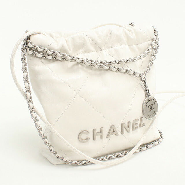 中古 シャネル 斜め掛け ショルダーバッグ レディース ブランド CHANEL シャネル22 2WAY チェーン AS3980 ホワイト バッグ USDCH89124011