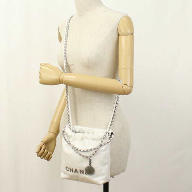 中古 シャネル 斜め掛け ショルダーバッグ レディース ブランド CHANEL シャネル22 2WAY チェーン AS3980 ホワイト バッグ USDCH89124011