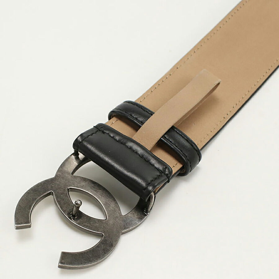 中古 シャネル ベルト レディース ブランド CHANEL ココマーク ベルト レザー ブラック 小物 USDCH89774011