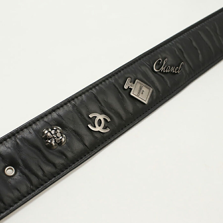 中古 シャネル ベルト レディース ブランド CHANEL ココマーク ベルト レザー ブラック 小物 USDCH89774011