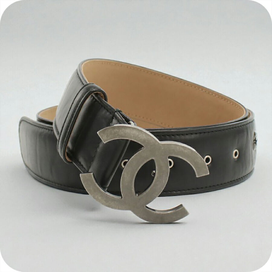 中古 シャネル ベルト レディース ブランド CHANEL ココマーク ベルト レザー ブラック 小物 USDCH89774011