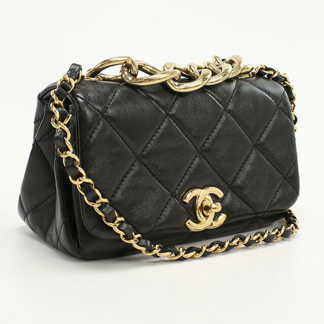 中古 シャネル 斜め掛け ショルダーバッグ レディース ブランド CHANEL マトラッセ チェーンショルダーバッグ NPT9K2NL ブラック バッグ USDCH93489011