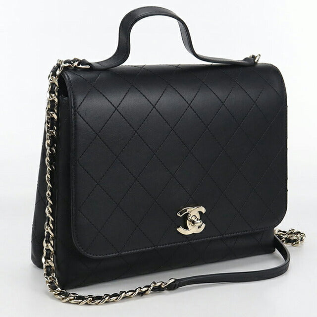 Used CHANEL handbag ladies brand CHANEL 2WAY black bag USDCH95160011