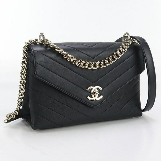 中古 シャネル 斜め掛け ショルダーバッグ レディース ブランド CHANEL シェブロン チェーン ブラック バッグ USDCH95266011