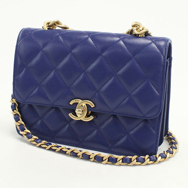 中古 シャネル 斜め掛け ショルダーバッグ レディース ブランド CHANEL マトラッセ チェーンショルダーバッグ KCXXTTG9 ブルー バッグ USDCH95848011