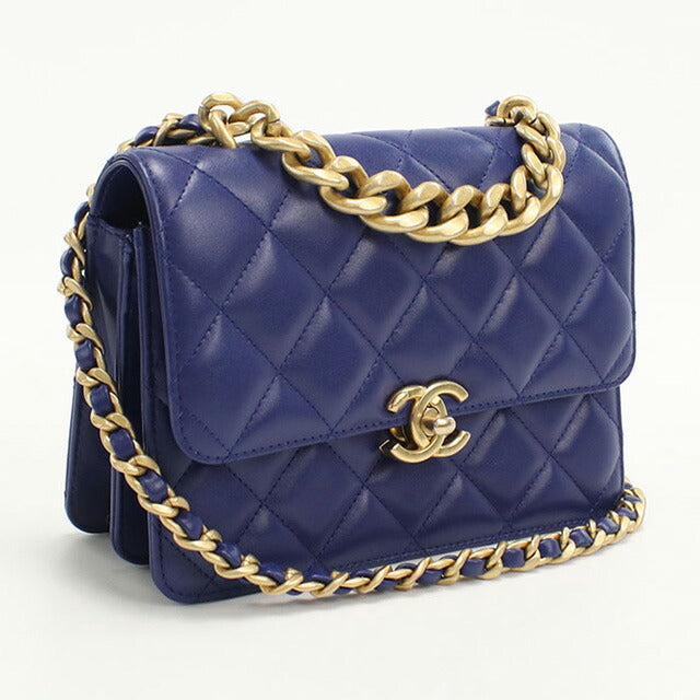 中古 シャネル 斜め掛け ショルダーバッグ レディース ブランド CHANEL マトラッセ チェーンショルダーバッグ KCXXTTG9 ブルー バッグ USDCH95848011