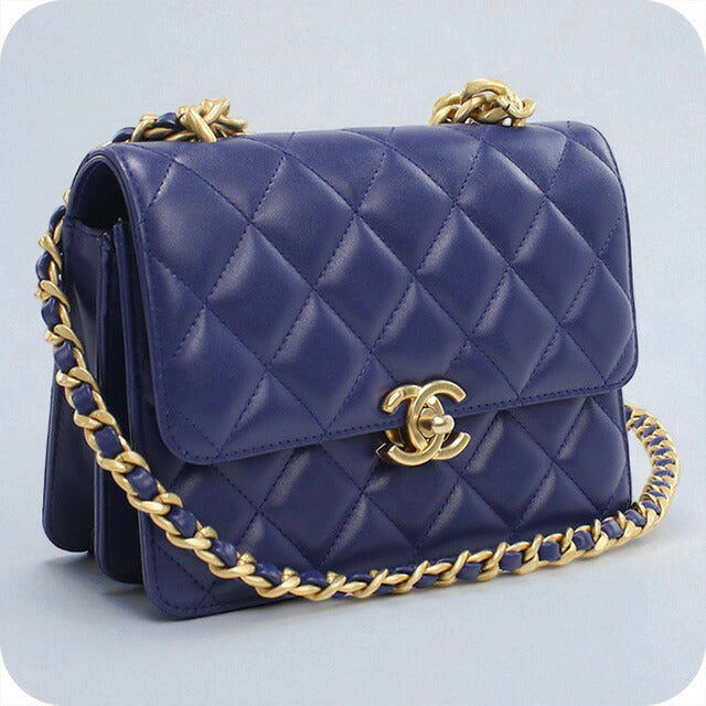 中古 シャネル 斜め掛け ショルダーバッグ レディース ブランド CHANEL マトラッセ チェーンショルダーバッグ KCXXTTG9 ブルー バッグ USDCH95848011