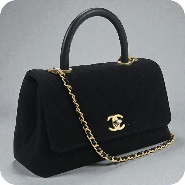 Used CHANEL handbag ladies brand CHANEL chevron 2WAY black bag USDCH96043011