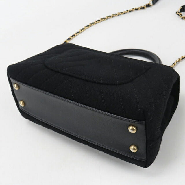 Used CHANEL handbag ladies brand CHANEL chevron 2WAY black bag USDCH96043011