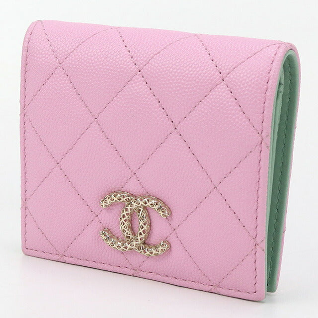 中古 シャネル 二折財布 レディース ブランド CHANEL ココマーク スモール ウォレット AP3185 ピンク 財布 USDCH96761011