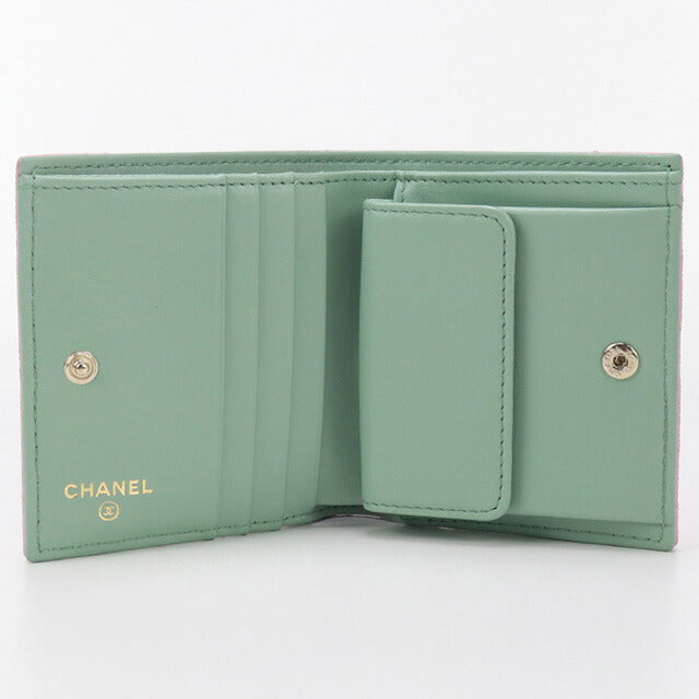 中古 シャネル 二折財布 レディース ブランド CHANEL ココマーク スモール ウォレット AP3185 ピンク 財布 USDCH96761011