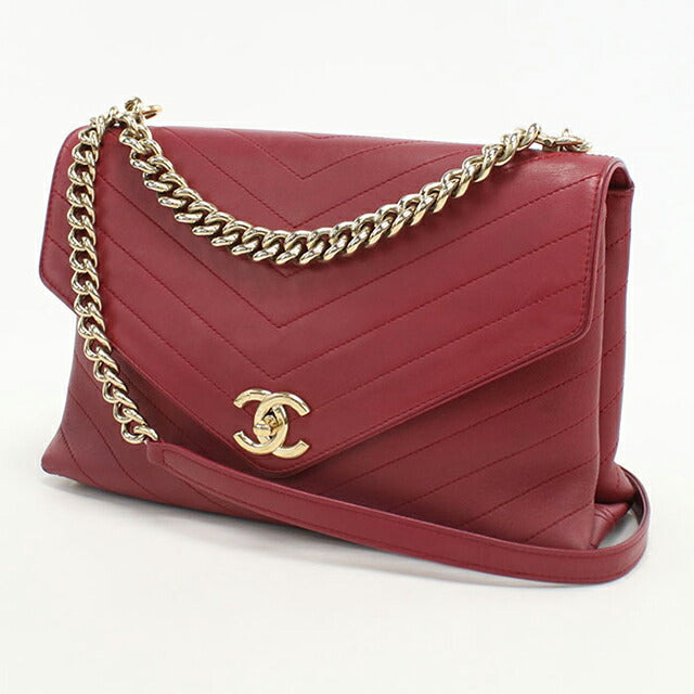 二手CHANEL单肩包女士品牌CHANEL人字纹链条皮革红色包USDCH97987011