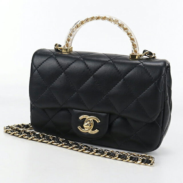 二手CHANEL手提包女士品牌CHANEL Matelasse顶部手柄2WAY黑色包USDCH98499011