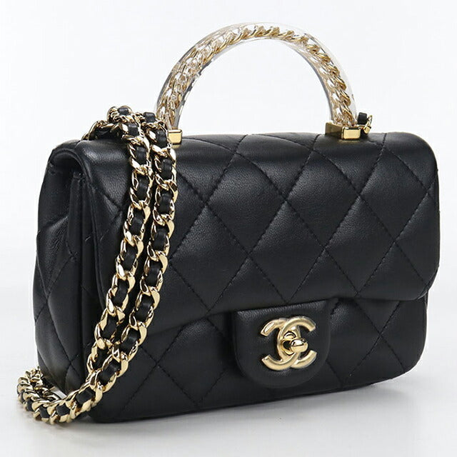 二手CHANEL手提包女士品牌CHANEL Matelasse顶部手柄2WAY黑色包USDCH98499011