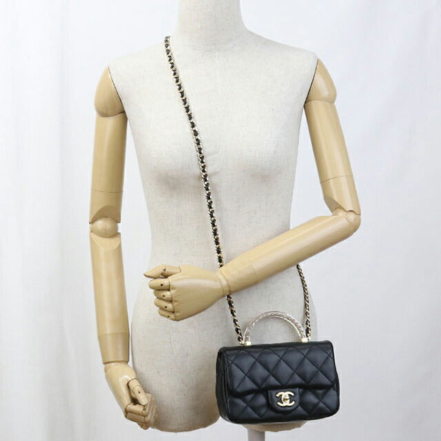 二手CHANEL手提包女士品牌CHANEL Matelasse顶部手柄2WAY黑色包USDCH98499011