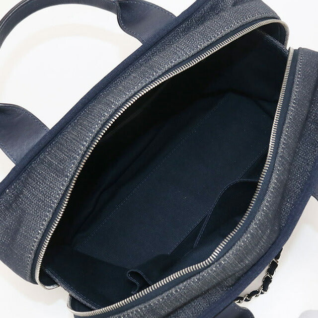 中古 シャネル ボストンバッグ レディース ブランド CHANEL ドーヴィル ボーリングバッグ 2WAY ネイビー バッグ USDCH98635011