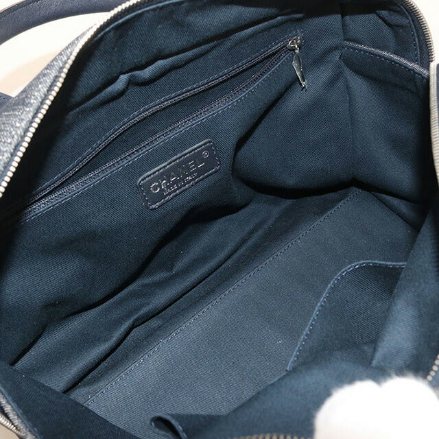 中古 シャネル ボストンバッグ レディース ブランド CHANEL ドーヴィル ボーリングバッグ 2WAY ネイビー バッグ USDCH98635011